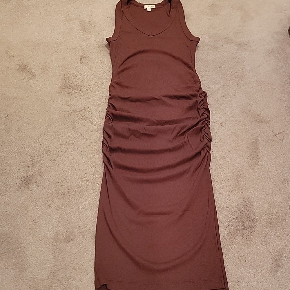 Nine Britton Chocolate Sleeveless Maxi Dress W Ruching On Sides Sz Med - Picture 4 of 10